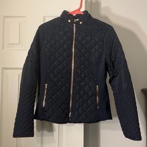 Ci Sono Quilted Navy Jacket with Gold Accents